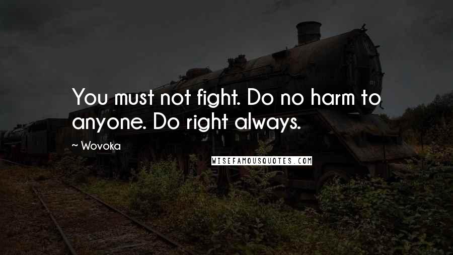 Wovoka Quotes: You must not fight. Do no harm to anyone. Do right always.