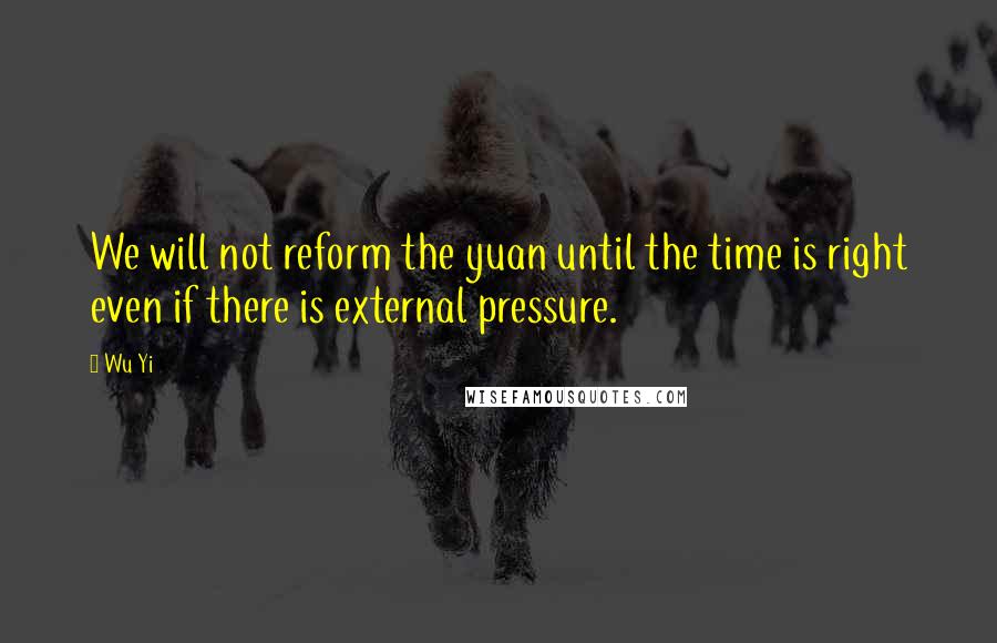 Wu Yi Quotes: We will not reform the yuan until the time is right even if there is external pressure.