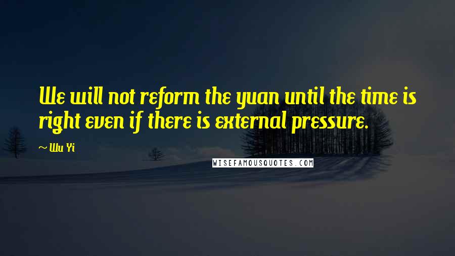 Wu Yi Quotes: We will not reform the yuan until the time is right even if there is external pressure.