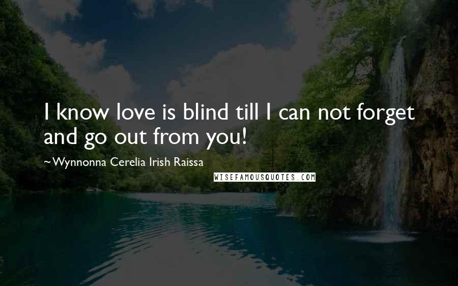 Wynnonna Cerelia Irish Raissa Quotes: I know love is blind till I can not forget and go out from you!