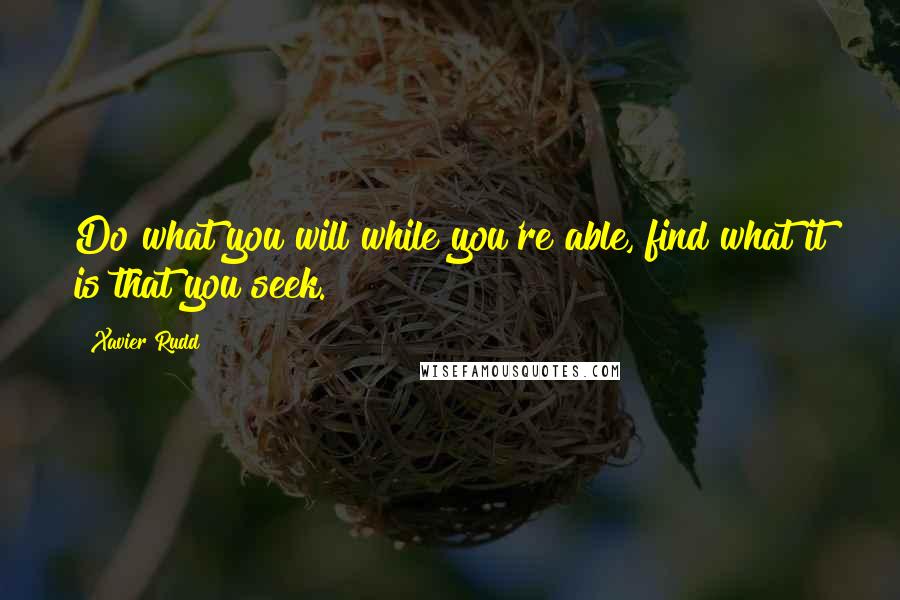 Xavier Rudd Quotes: Do what you will while you're able, find what it is that you seek.