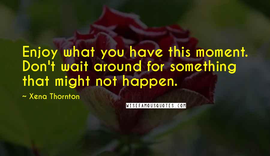 Xena Thornton Quotes: Enjoy what you have this moment. Don't wait around for something that might not happen.