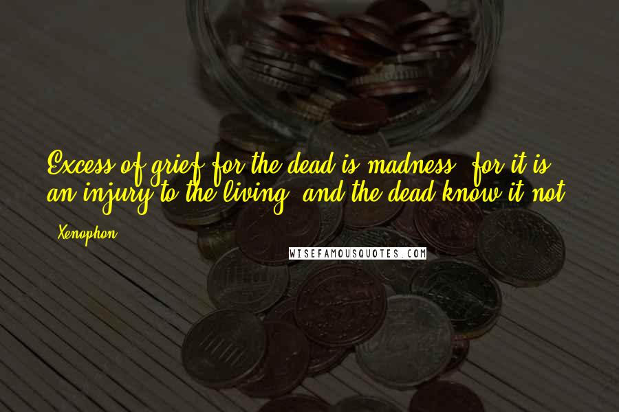 Xenophon Quotes: Excess of grief for the dead is madness; for it is an injury to the living, and the dead know it not.