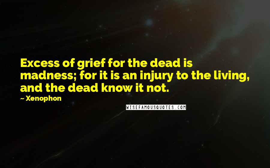 Xenophon Quotes: Excess of grief for the dead is madness; for it is an injury to the living, and the dead know it not.