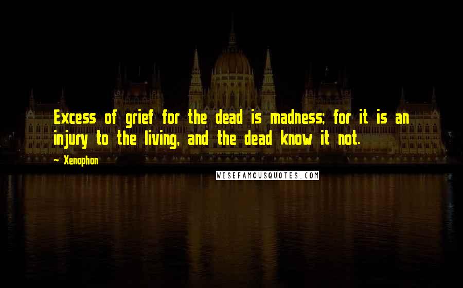 Xenophon Quotes: Excess of grief for the dead is madness; for it is an injury to the living, and the dead know it not.