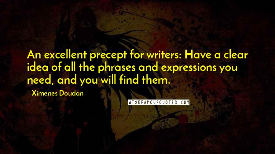 Ximenes Doudan Quotes: An excellent precept for writers: Have a clear idea of all the phrases and expressions you need, and you will find them.