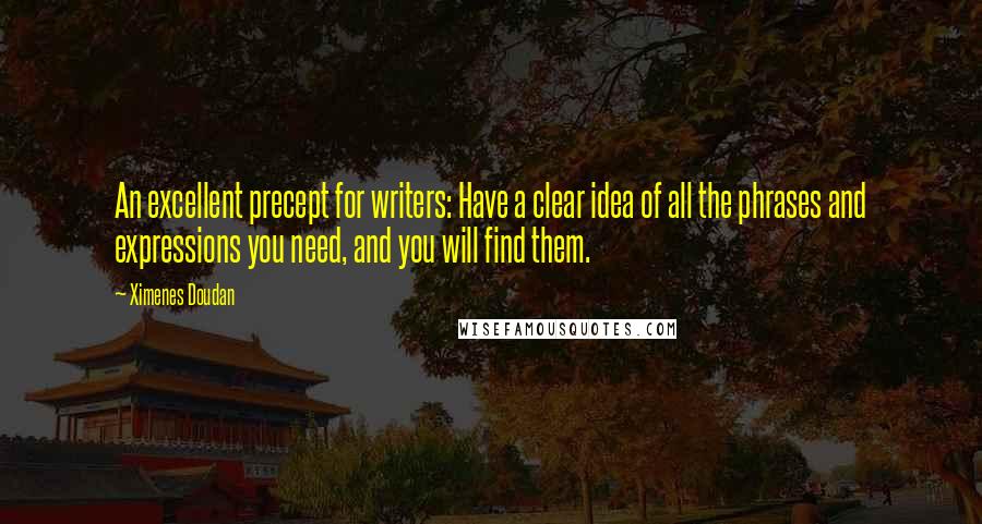 Ximenes Doudan Quotes: An excellent precept for writers: Have a clear idea of all the phrases and expressions you need, and you will find them.