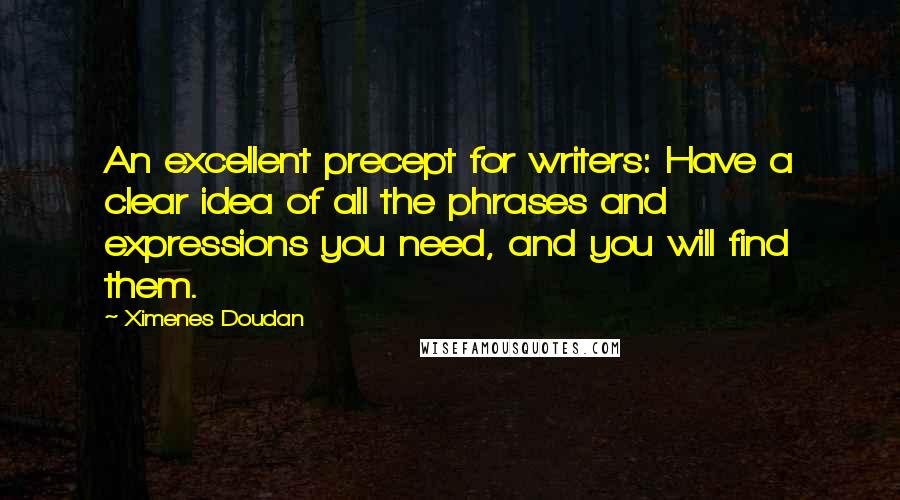 Ximenes Doudan Quotes: An excellent precept for writers: Have a clear idea of all the phrases and expressions you need, and you will find them.