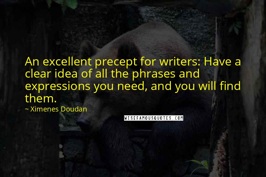 Ximenes Doudan Quotes: An excellent precept for writers: Have a clear idea of all the phrases and expressions you need, and you will find them.