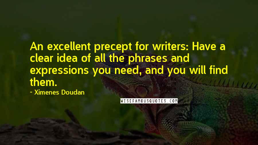 Ximenes Doudan Quotes: An excellent precept for writers: Have a clear idea of all the phrases and expressions you need, and you will find them.