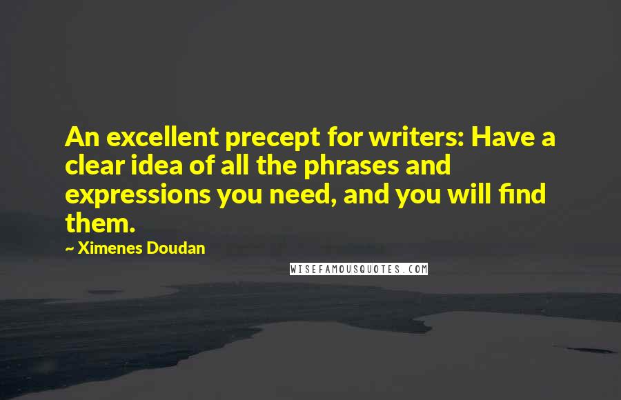 Ximenes Doudan Quotes: An excellent precept for writers: Have a clear idea of all the phrases and expressions you need, and you will find them.
