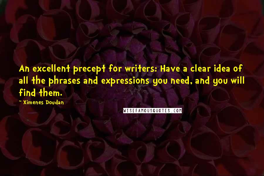 Ximenes Doudan Quotes: An excellent precept for writers: Have a clear idea of all the phrases and expressions you need, and you will find them.