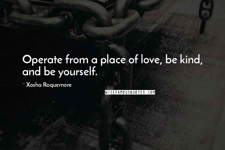 Xosha Roquemore Quotes: Operate from a place of love, be kind, and be yourself.