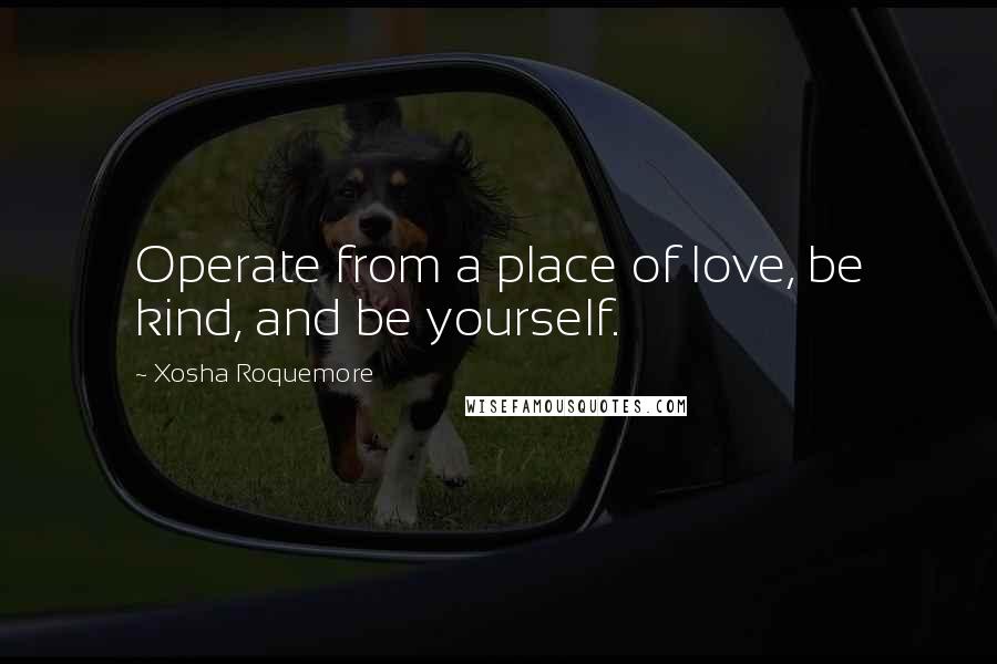 Xosha Roquemore Quotes: Operate from a place of love, be kind, and be yourself.