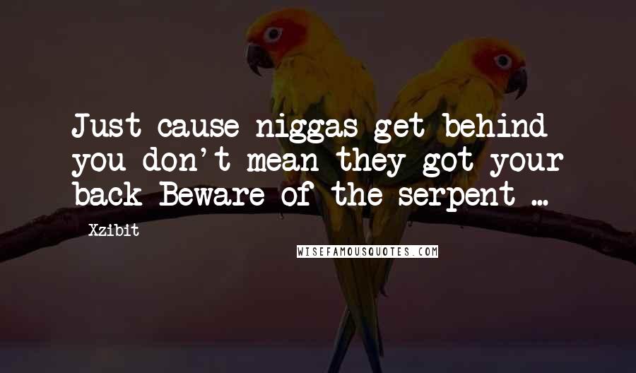 Xzibit Quotes: Just cause niggas get behind you don't mean they got your back Beware of the serpent ...