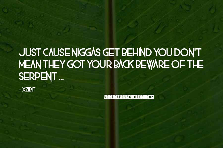 Xzibit Quotes: Just cause niggas get behind you don't mean they got your back Beware of the serpent ...