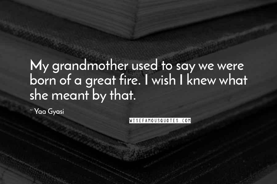 Yaa Gyasi Quotes: My grandmother used to say we were born of a great fire. I wish I knew what she meant by that.