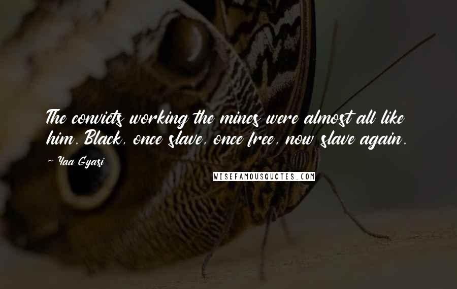Yaa Gyasi Quotes: The convicts working the mines were almost all like him. Black, once slave, once free, now slave again.