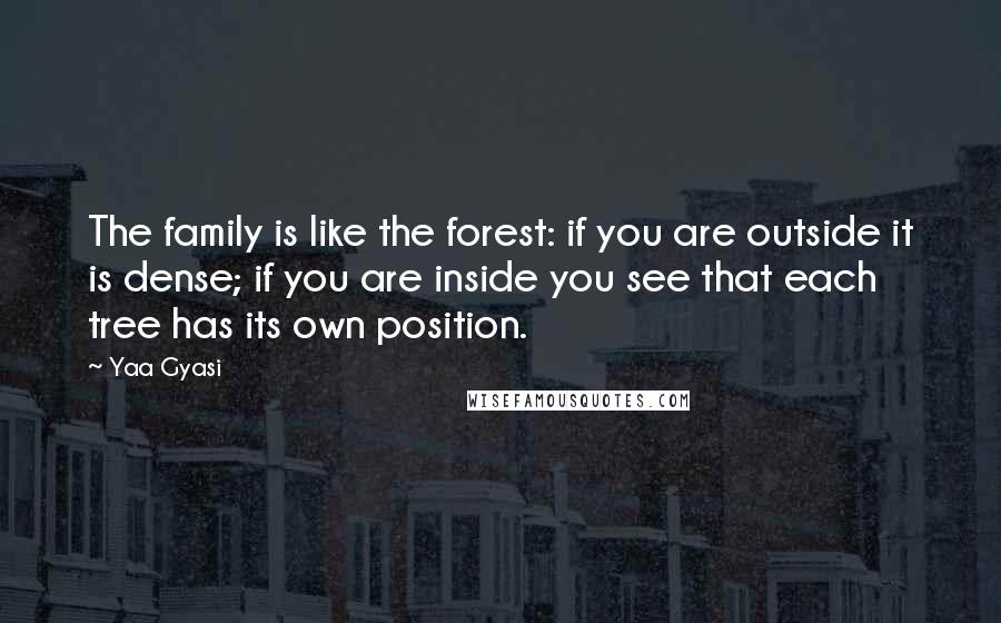 Yaa Gyasi Quotes: The family is like the forest: if you are outside it is dense; if you are inside you see that each tree has its own position.