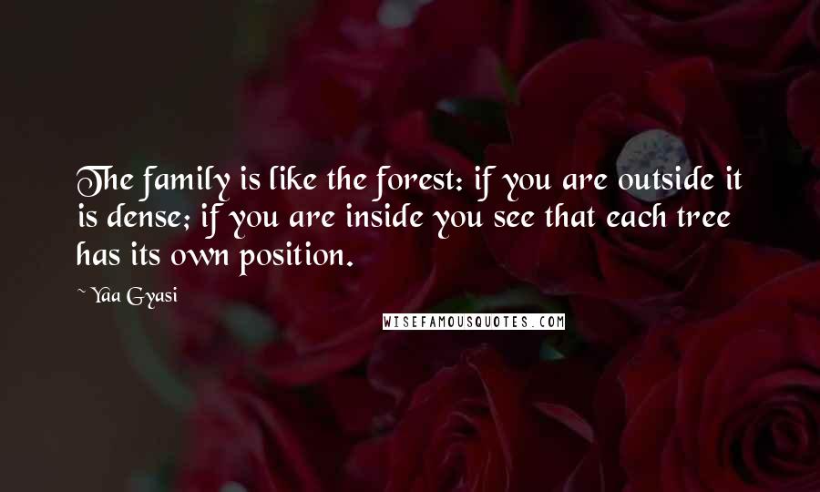 Yaa Gyasi Quotes: The family is like the forest: if you are outside it is dense; if you are inside you see that each tree has its own position.