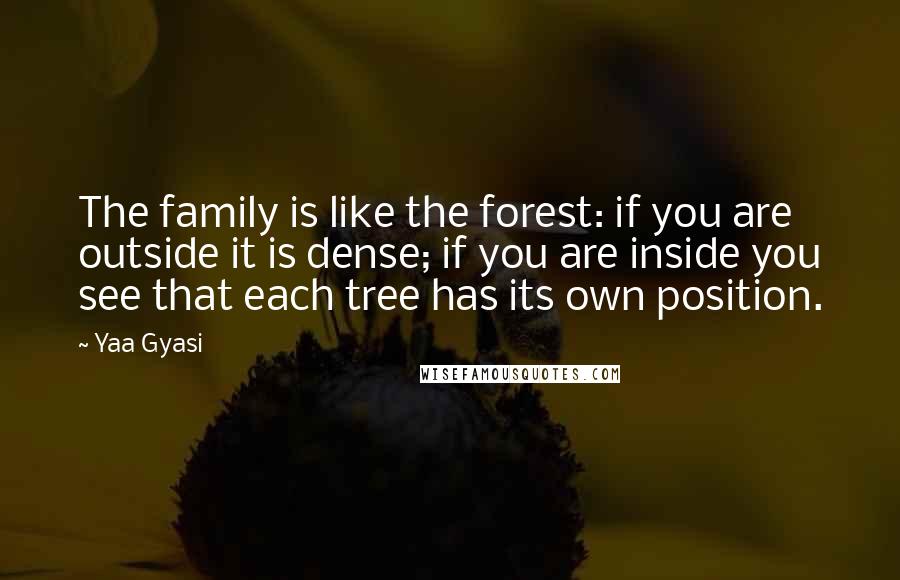 Yaa Gyasi Quotes: The family is like the forest: if you are outside it is dense; if you are inside you see that each tree has its own position.