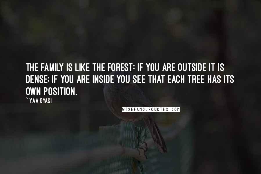 Yaa Gyasi Quotes: The family is like the forest: if you are outside it is dense; if you are inside you see that each tree has its own position.