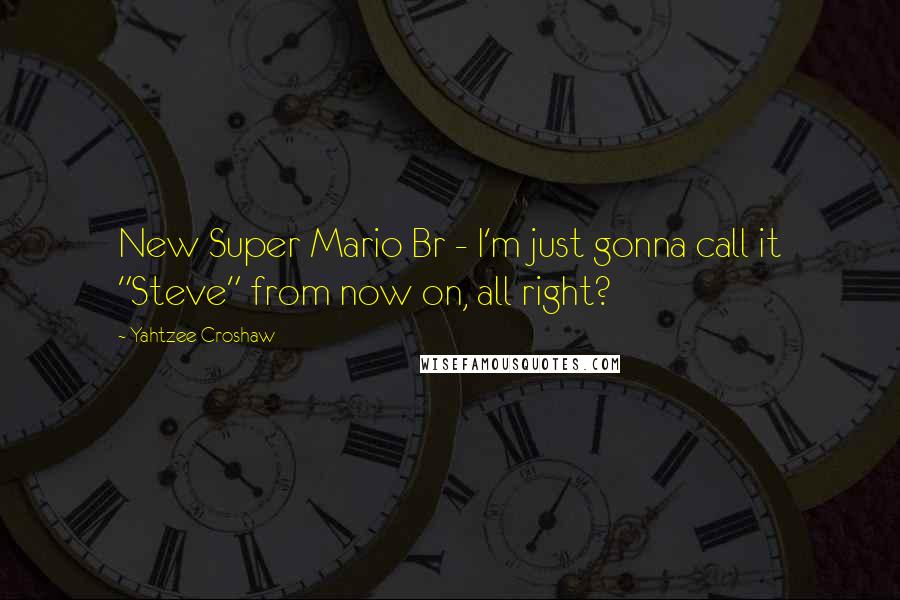 Yahtzee Croshaw Quotes: New Super Mario Br - I'm just gonna call it "Steve" from now on, all right?