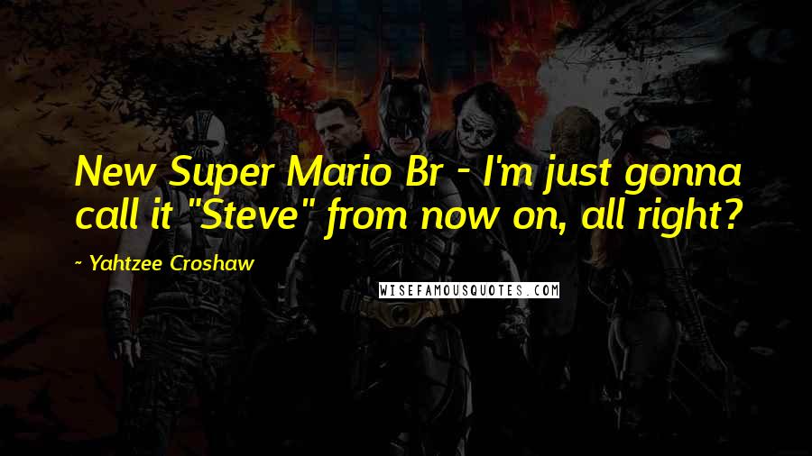 Yahtzee Croshaw Quotes: New Super Mario Br - I'm just gonna call it "Steve" from now on, all right?