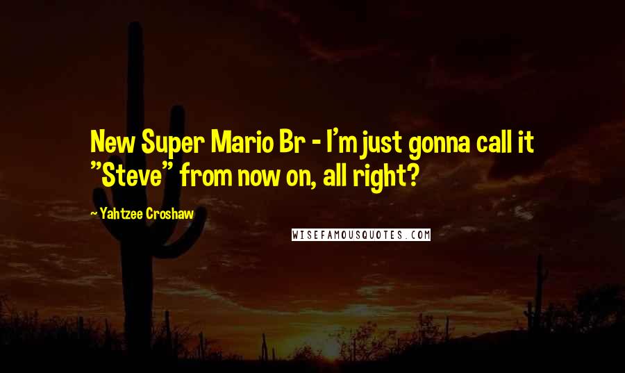 Yahtzee Croshaw Quotes: New Super Mario Br - I'm just gonna call it "Steve" from now on, all right?