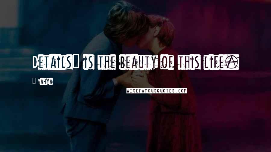 Yahya Quotes: Details" is the beauty of this life.