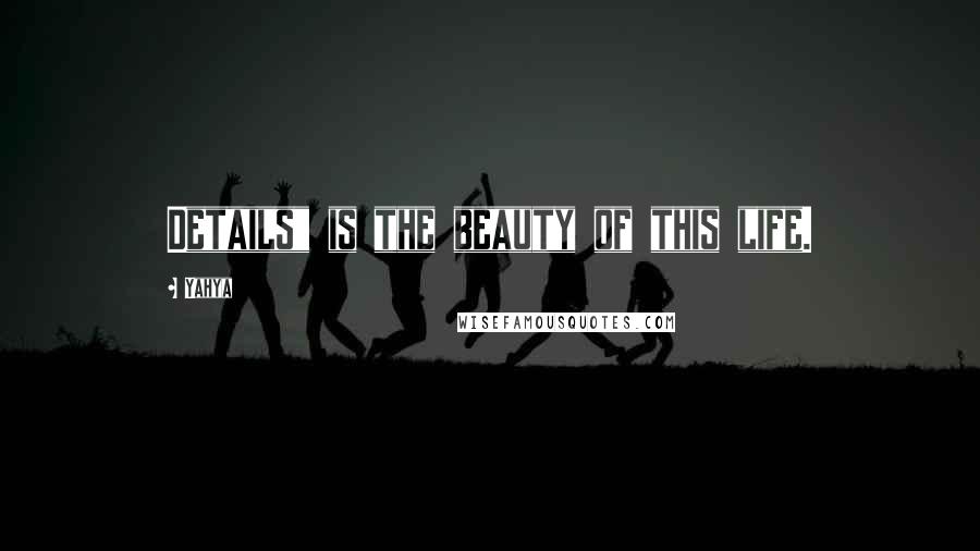 Yahya Quotes: Details" is the beauty of this life.