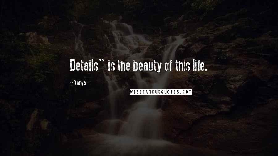 Yahya Quotes: Details" is the beauty of this life.