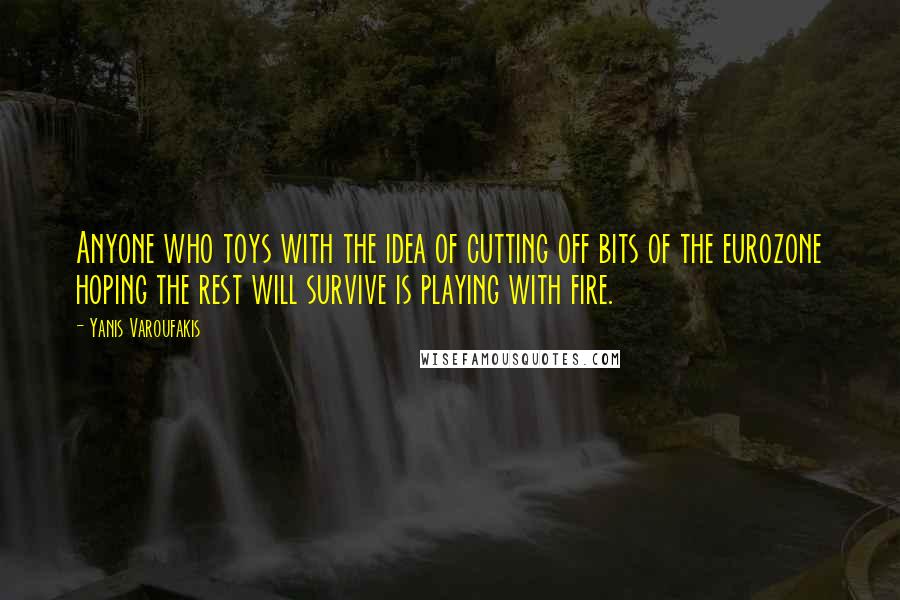 Yanis Varoufakis Quotes: Anyone who toys with the idea of cutting off bits of the eurozone hoping the rest will survive is playing with fire.