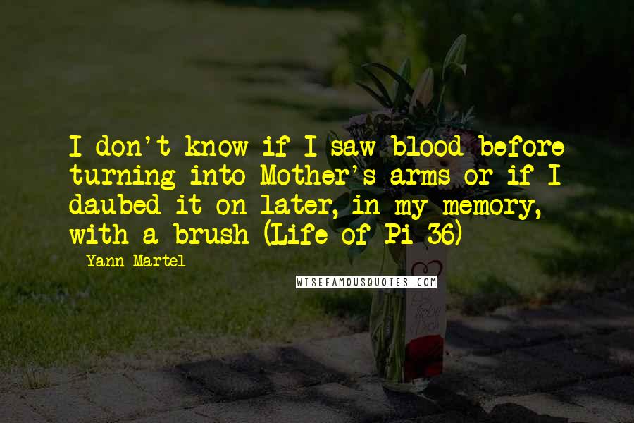 Yann Martel Quotes: I don't know if I saw blood before turning into Mother's arms or if I daubed it on later, in my memory, with a brush (Life of Pi 36)