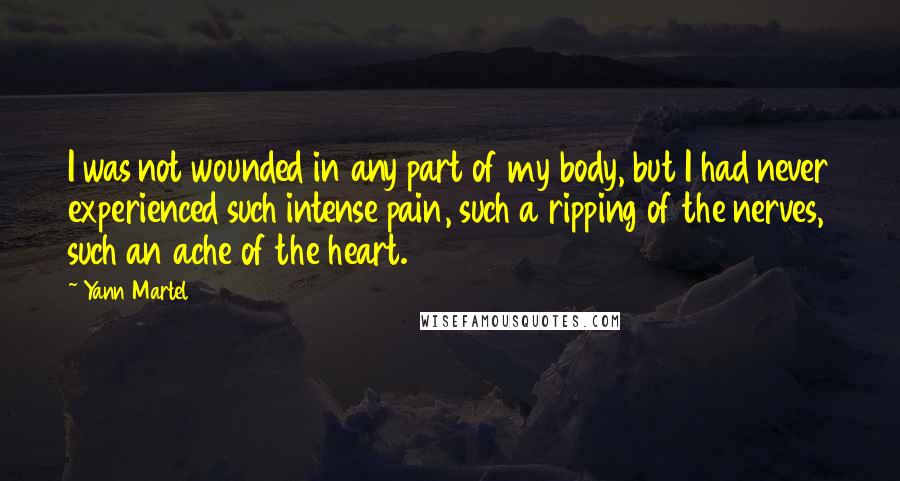 Yann Martel Quotes: I was not wounded in any part of my body, but I had never experienced such intense pain, such a ripping of the nerves, such an ache of the heart.