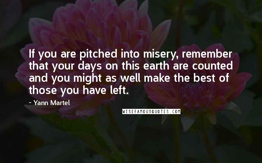 Yann Martel Quotes: If you are pitched into misery, remember that your days on this earth are counted and you might as well make the best of those you have left.