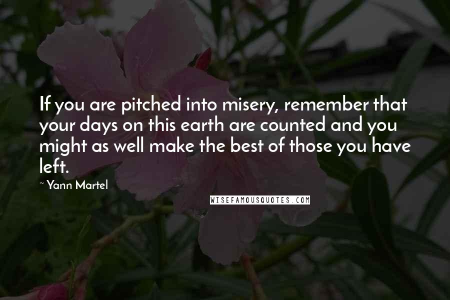 Yann Martel Quotes: If you are pitched into misery, remember that your days on this earth are counted and you might as well make the best of those you have left.