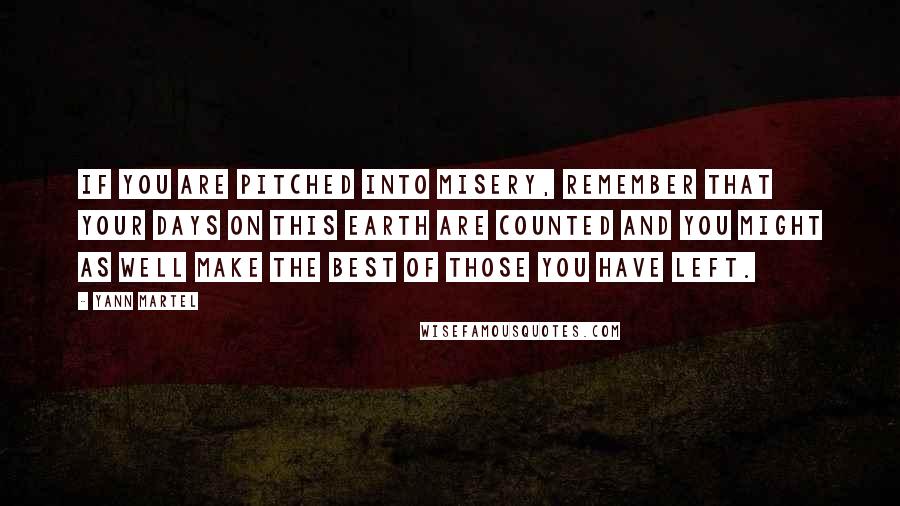 Yann Martel Quotes: If you are pitched into misery, remember that your days on this earth are counted and you might as well make the best of those you have left.