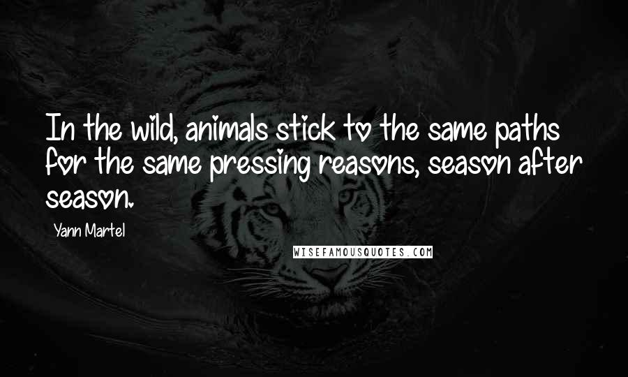 Yann Martel Quotes: In the wild, animals stick to the same paths for the same pressing reasons, season after season.