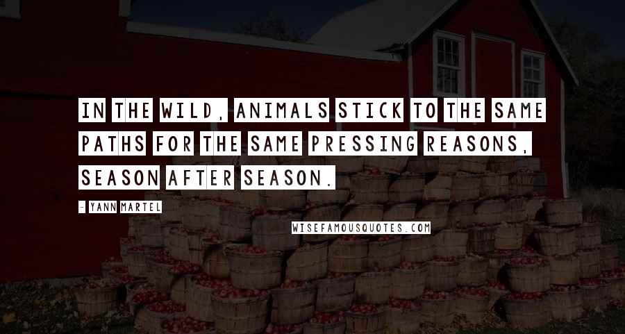 Yann Martel Quotes: In the wild, animals stick to the same paths for the same pressing reasons, season after season.