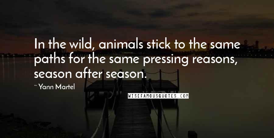 Yann Martel Quotes: In the wild, animals stick to the same paths for the same pressing reasons, season after season.
