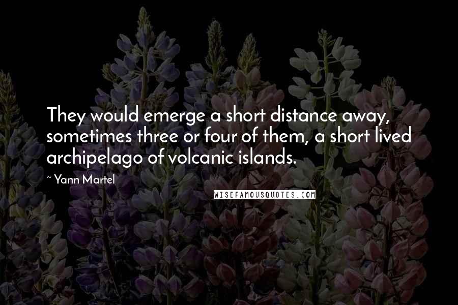 Yann Martel Quotes: They would emerge a short distance away, sometimes three or four of them, a short lived archipelago of volcanic islands.