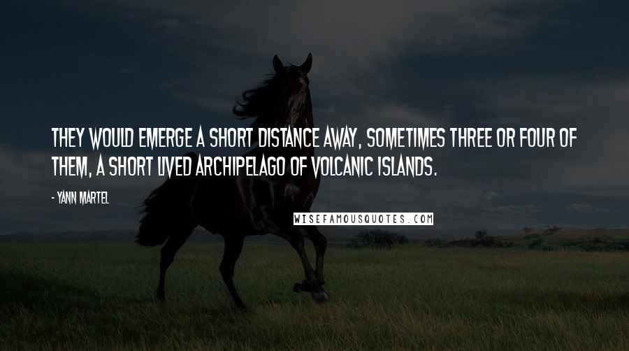 Yann Martel Quotes: They would emerge a short distance away, sometimes three or four of them, a short lived archipelago of volcanic islands.