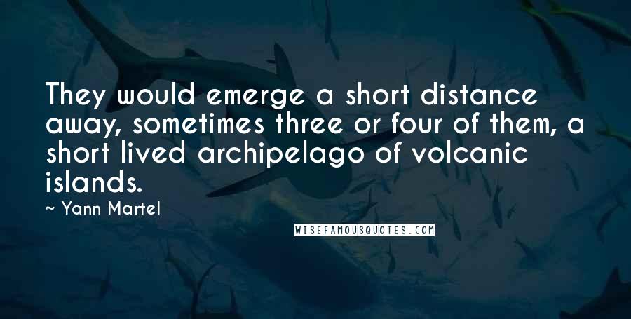 Yann Martel Quotes: They would emerge a short distance away, sometimes three or four of them, a short lived archipelago of volcanic islands.