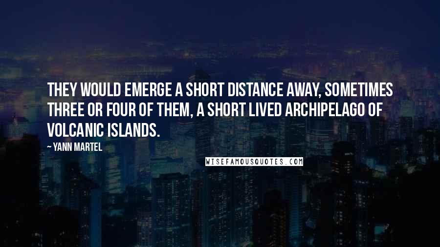 Yann Martel Quotes: They would emerge a short distance away, sometimes three or four of them, a short lived archipelago of volcanic islands.