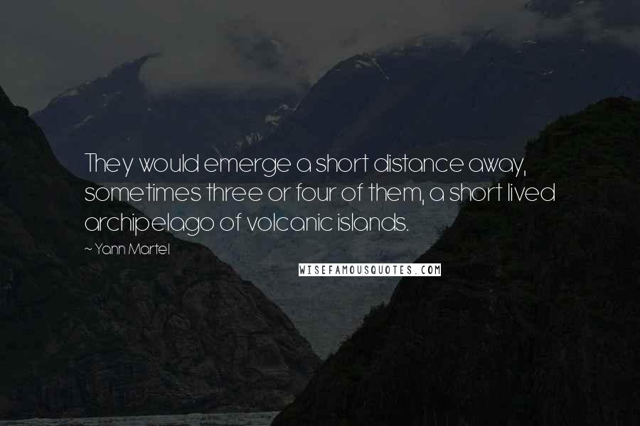 Yann Martel Quotes: They would emerge a short distance away, sometimes three or four of them, a short lived archipelago of volcanic islands.