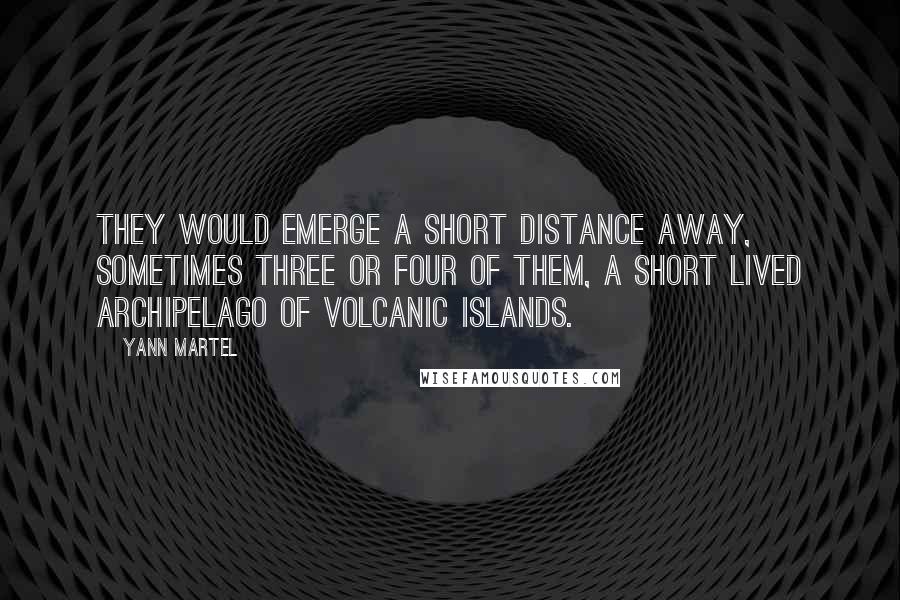 Yann Martel Quotes: They would emerge a short distance away, sometimes three or four of them, a short lived archipelago of volcanic islands.