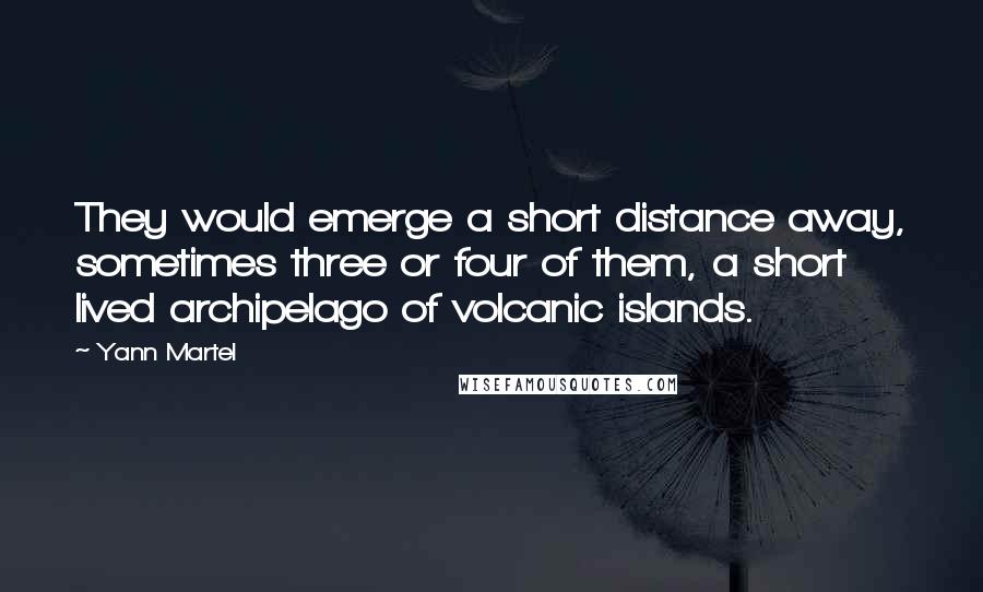 Yann Martel Quotes: They would emerge a short distance away, sometimes three or four of them, a short lived archipelago of volcanic islands.