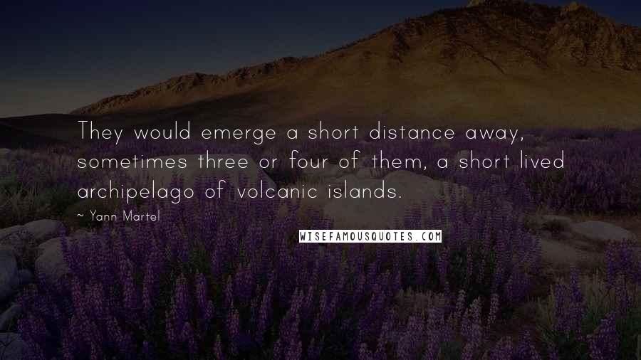 Yann Martel Quotes: They would emerge a short distance away, sometimes three or four of them, a short lived archipelago of volcanic islands.