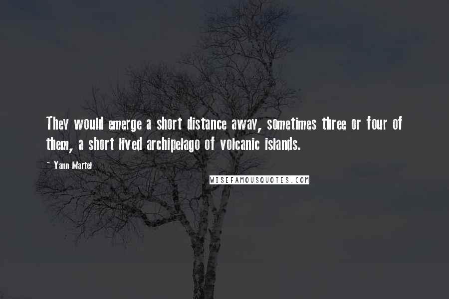 Yann Martel Quotes: They would emerge a short distance away, sometimes three or four of them, a short lived archipelago of volcanic islands.